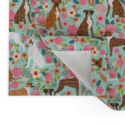 boxer dog flowers florals mint cute flowers trendy painted vintage florals boxer dogs 