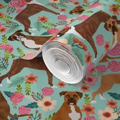 boxer dog flowers florals mint cute flowers trendy painted vintage florals boxer dogs 