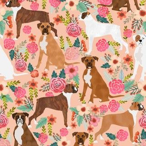 boxer florals peach flowers boxer dogs cute brindle dogs boxers 