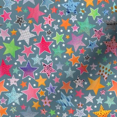 Little Patchwork Stars -steel blue