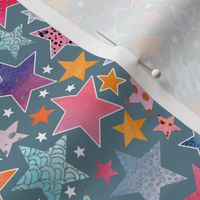 Little Patchwork Stars -steel blue