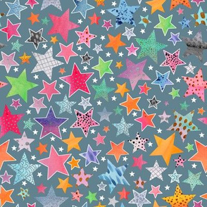 Little Patchwork Stars -steel blue