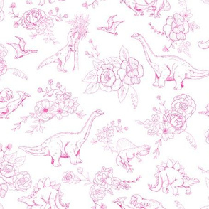 Dinosaur Toile in Hot Pink SMALL 