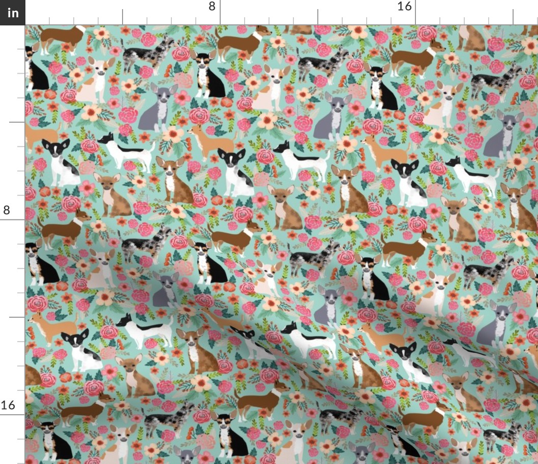 Chihuahua florals fabric cute dogs dog pet dog fabrics for chihuahua lovers sweet mini dogs