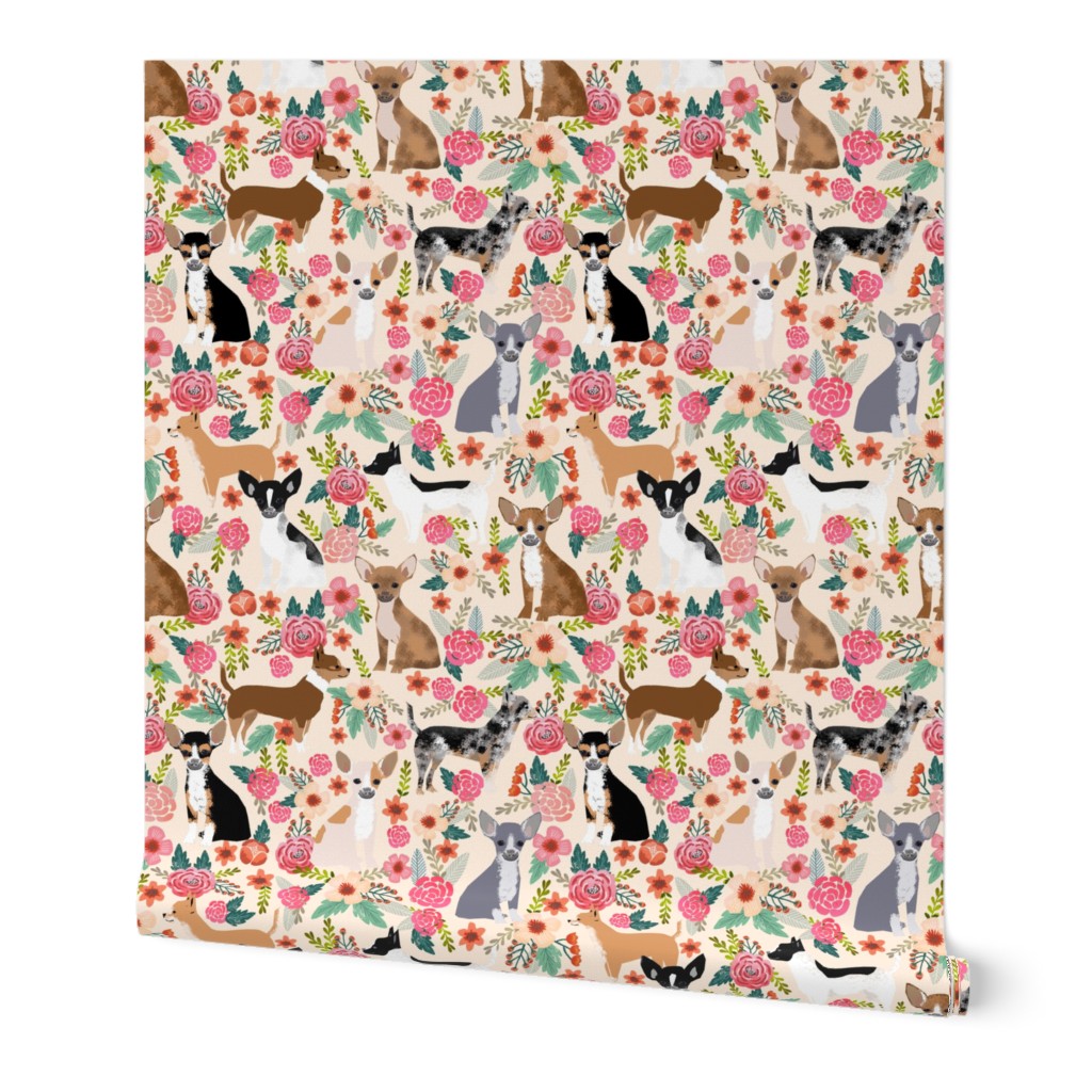 Chihuahua dogs dog cute florals fabric best dog fabric