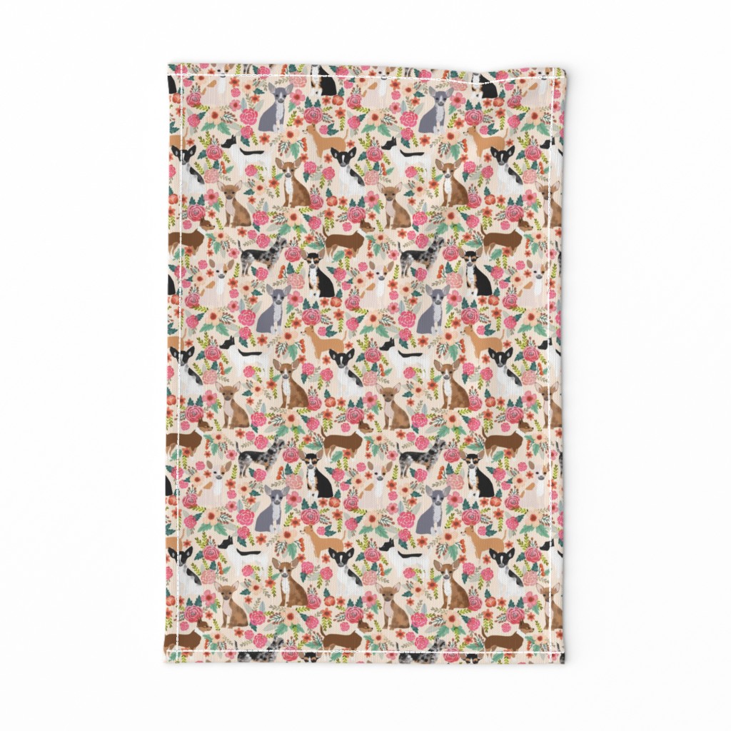 Chihuahua dogs dog cute florals fabric best dog fabric