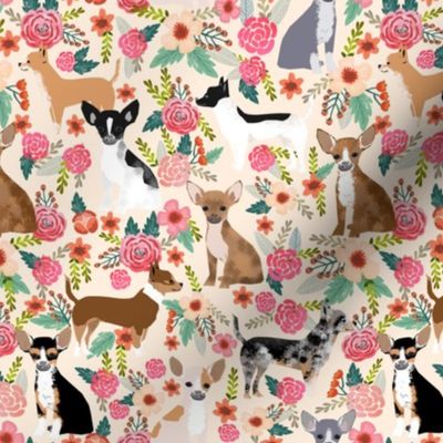 Chihuahua dogs dog cute florals fabric best dog fabric