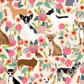 Chihuahua dogs dog cute florals fabric best dog fabric