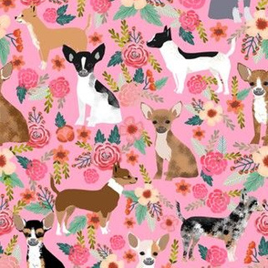 Chihuahua dog dogs florals cute pink nursery baby cute girls pet dog fabric