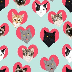 love cats hearts cute kitties cats adorable cat lady fabric 