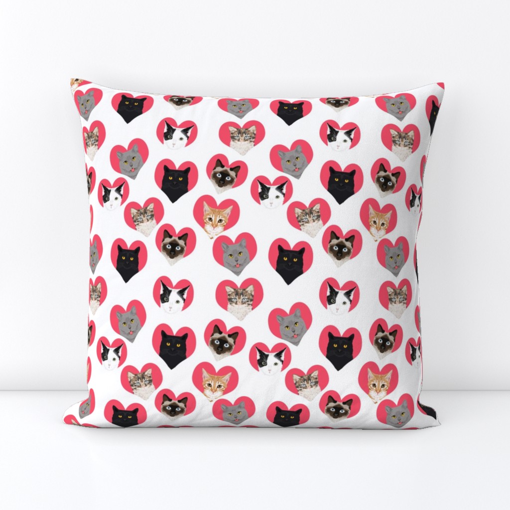 love cats hearts cute girls kitten kitty cat fabric for girls cat ladies fabric