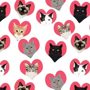 love cats hearts cute girls kitten kitty cat fabric for girls cat ladies fabric