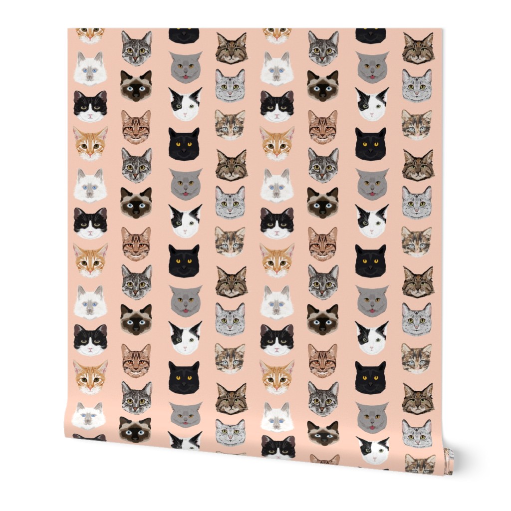 cat faces cute cats fabric sweet cats blush girls kittens siamese cat lady fabric