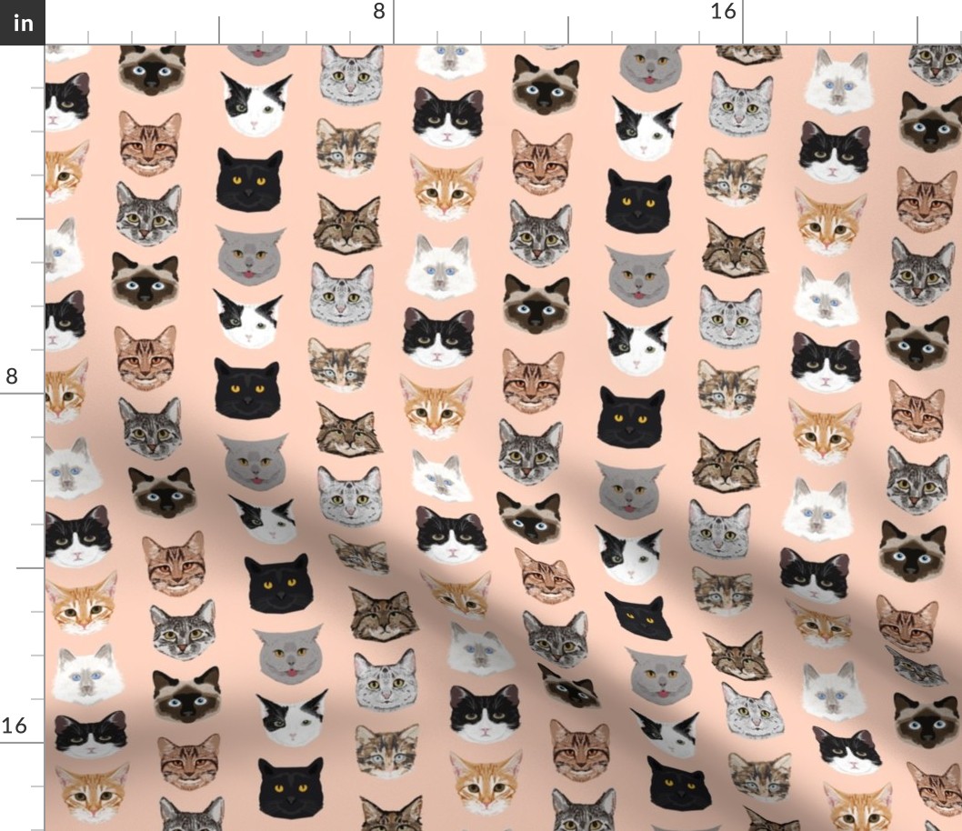 cat faces cute cats fabric sweet cats blush girls kittens siamese cat lady fabric