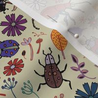 Butterflies, beetles & blooms - taupe