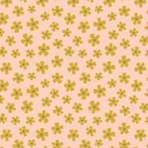 Spring flowers - mustard on pink