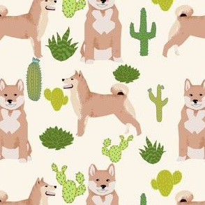 shiba inu cactus desert cactus dogs dog cute trendy dogs fabric