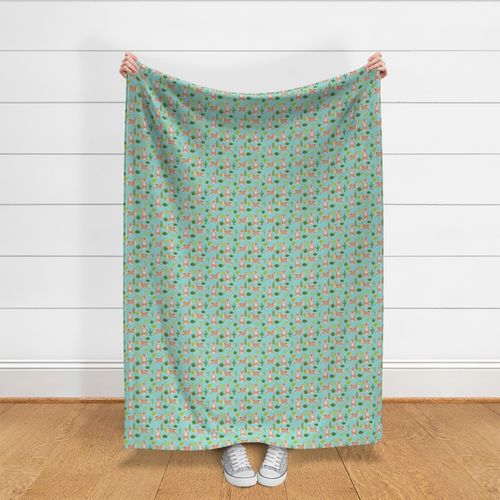 shiba inu mint cactus shiba dog dogs fabric shiba inu cute dogs design