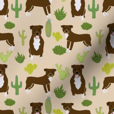 pitbull terrier cactus beige cute rescue dog american pitbull dog fabric