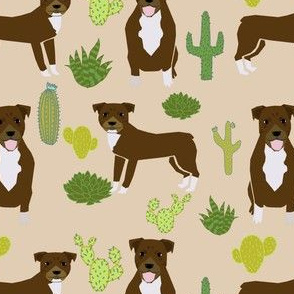 pitbull terrier cactus beige cute rescue dog american pitbull dog fabric