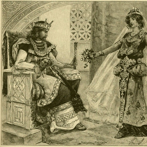 1901 Victorian Etching King Solomon with Queen of Sheba