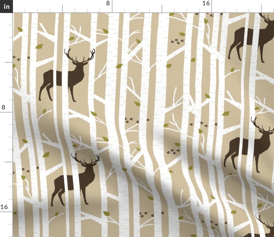 Into the woods - deer // taupe brown and moss