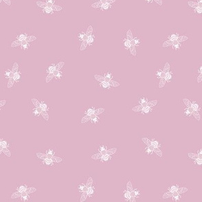 Little Bee, White on Faded Rose Pink