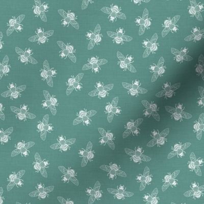 Ditsy Bees on Spruce Green Linen // small
