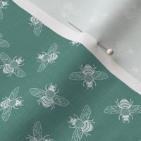 Ditsy Bees on Spruce Green Linen // small