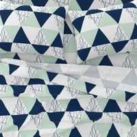 Navy Mint Triangle Cheater Quilt - Baby Blanket