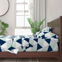 Navy Mint Triangle Cheater Quilt - Baby Blanket