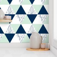 Navy Mint Triangle Cheater Quilt - Baby Blanket