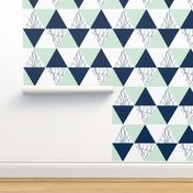 Navy Mint Triangle Cheater Quilt - Baby Blanket