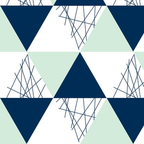 Navy Mint Triangle Cheater Quilt - Baby Blanket