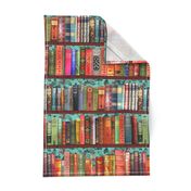 Christmas Bookshelf tea towel, Holiday books, Vintage books tea towel or wall hanging