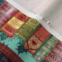 Christmas Bookshelf tea towel, Holiday books, Vintage books tea towel or wall hanging