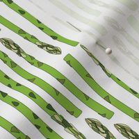 16-13AB Asparagus Green Vegetable Food Stripe || Garden Gardener  White_Miss Chiff Designs