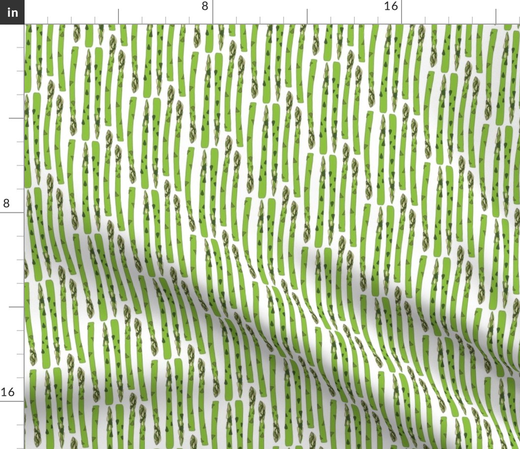16-13AB Asparagus Green Vegetable Food Stripe || Garden Gardener  White_Miss Chiff Designs