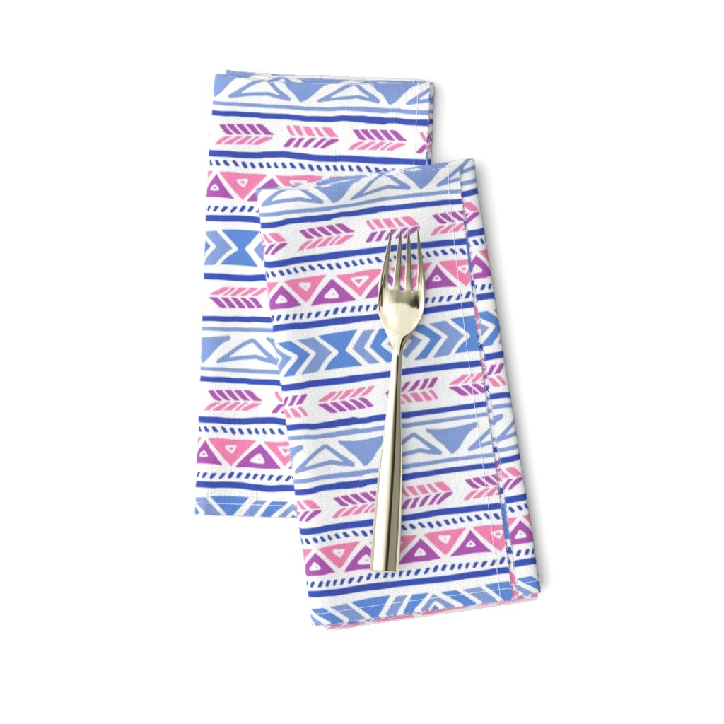 BoHo Native American Cute Diamond Stripe Design Pink, Blue and Purple