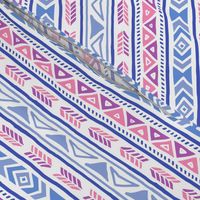 BoHo Native American Cute Diamond Stripe Design Pink, Blue and Purple