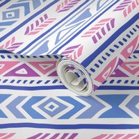 BoHo Native American Cute Diamond Stripe Design Pink, Blue and Purple