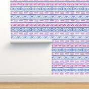 BoHo Native American Cute Diamond Stripe Design Pink, Blue and Purple