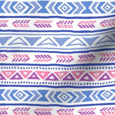 BoHo Native American Cute Diamond Stripe Design Pink, Blue and Purple