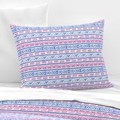 BoHo Native American Cute Diamond Stripe Design Pink, Blue and Purple