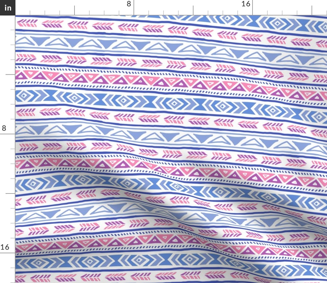 BoHo Native American Cute Diamond Stripe Design Pink, Blue and Purple