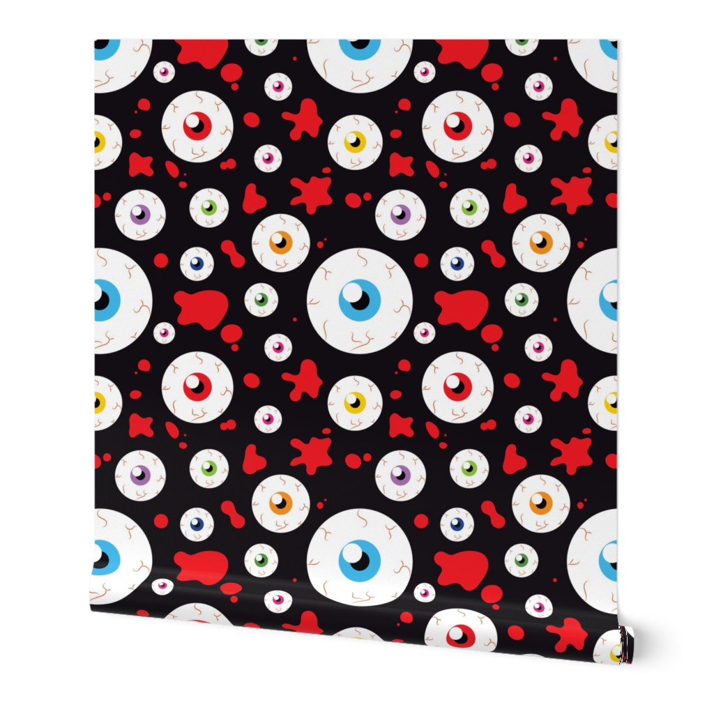 Halloween Eyeballs and Crossbones Cute adn Funny Red and Black