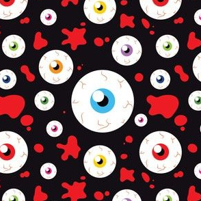Halloween Eyeballs and Crossbones Cute adn Funny Red and Black