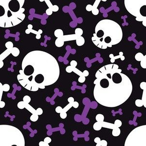 Halloween Skull and Crossbones Cute adn Funny Purple and Black