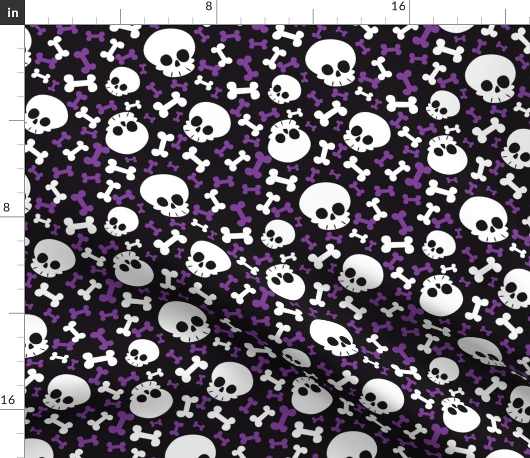 Halloween Skull and Crossbones Cute adn Funny Purple and Black