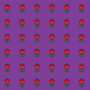 Little flower - red on purple